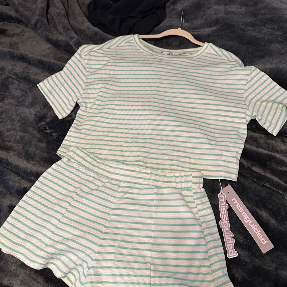Missguided Mint and White Striped Set NWT